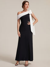 Load image into Gallery viewer, Color=Ivory-Black | B2B-Exclusive Asymmetrical Sleeveless High Stretch Sheath Floor Length Wedding Guest Dress 18