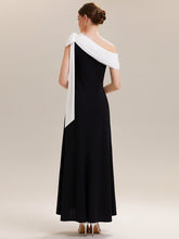Load image into Gallery viewer, Color=Ivory-Black | B2B-Exclusive Asymmetrical Sleeveless High Stretch Sheath Floor Length Wedding Guest Dress-Ivory-Black 7