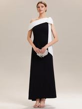 Load image into Gallery viewer, Color=Ivory-Black | B2B-Exclusive Asymmetrical Sleeveless High Stretch Sheath Floor Length Wedding Guest Dress-Ivory-Black 10