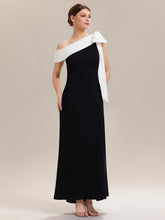 Load image into Gallery viewer, Color=Ivory-Black | B2B-Exclusive Asymmetrical Sleeveless High Stretch Sheath Floor Length Wedding Guest Dress-Ivory-Black 6