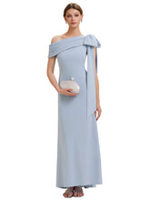 Load image into Gallery viewer, Color=Ice Blue | B2B-Exclusive Asymmetrical Sleeveless High Stretch Sheath Floor Length Wedding Guest Dress 2