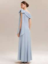 Load image into Gallery viewer, Color=Ice Blue | Bulk Order Strapless Asymmetrical Bowknot Sheath High Stretch Wedding Guest Dresses-Ice Blue 2