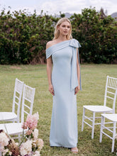 Load image into Gallery viewer, Color=Ice Blue | B2B-Exclusive Asymmetrical Sleeveless High Stretch Sheath Floor Length Wedding Guest Dress 7