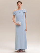 Load image into Gallery viewer, Color=Ice Blue | Bulk Order Strapless Asymmetrical Bowknot Sheath High Stretch Wedding Guest Dresses-Ice Blue 1