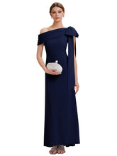 Load image into Gallery viewer, Color=Navy Blue | B2B-Exclusive Asymmetrical Sleeveless High Stretch Sheath Floor Length Wedding Guest Dress 2