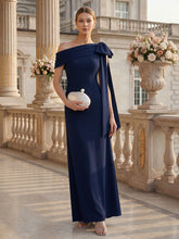 Load image into Gallery viewer, Color=Navy Blue | B2B-Exclusive Asymmetrical Sleeveless High Stretch Sheath Floor Length Wedding Guest Dress 7