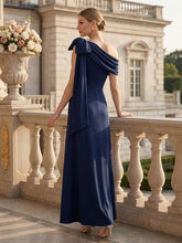 Load image into Gallery viewer, Color=Navy Blue | B2B-Exclusive Asymmetrical Sleeveless High Stretch Sheath Floor Length Wedding Guest Dress 8