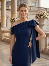 Load image into Gallery viewer, Color=Navy Blue | B2B-Exclusive Asymmetrical Sleeveless High Stretch Sheath Floor Length Wedding Guest Dress 9