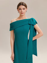 Load image into Gallery viewer, Color=Teal Blue | B2B-Exclusive Asymmetrical Sleeveless High Stretch Sheath Floor Length Wedding Guest Dress 5