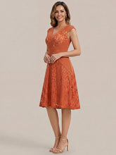 Load image into Gallery viewer, Color=Burnt Orange | Fast Delivery Strapless Deep V-Neck Contrast Color A-Line Midi Wedding Guest Dresses 8