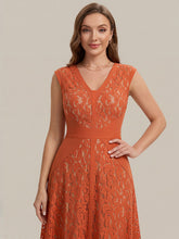 Load image into Gallery viewer, Color=Burnt Orange | Fast Delivery Strapless Deep V-Neck Contrast Color A-Line Midi Wedding Guest Dresses 5