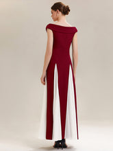Load image into Gallery viewer, Color=Dark Red | Factory Design Short Sleeves V-Neck High Stretch A-Line Floor Length Wedding Guest Dresses-Dark Red 2
