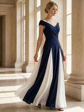 Load image into Gallery viewer, Factory Design Short Sleeve V-Neck High Stretch A-Line Floor Length Wedding Guest Dresses
