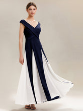 Load image into Gallery viewer, Factory Design Short Sleeve V-Neck High Stretch A-Line Floor Length Wedding Guest Dresses