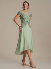 Load image into Gallery viewer, Color=Mint Green | Beaded High-Low Chiffon Mother of the Bride Dress-Mint Green 5