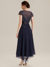 Load image into Gallery viewer, Color=Navy Blue | Beaded High-Low Chiffon Mother of the Bride Dress 2