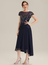 Load image into Gallery viewer, Color=Navy Blue | Beaded High-Low Chiffon Mother of the Bride Dress 4