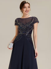 Load image into Gallery viewer, Color=Navy Blue | Beaded High-Low Chiffon Mother of the Bride Dress 5