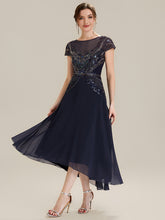Load image into Gallery viewer, Color=Navy Blue | Beaded High-Low Chiffon Mother of the Bride Dress 1