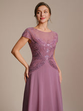 Load image into Gallery viewer, Color=Orchid | Beaded High-Low Chiffon Mother of the Bride Dress 5