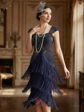 Load image into Gallery viewer, Color=Navy Blue | Volume Discounts Strapless Sheath Midi Length Square Neck Beaded Wedding Guest Dress 14