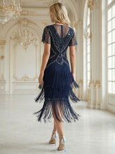 Load image into Gallery viewer, Factory Design Short Sleeve Ruffle Sequin Round Neck Tiered Midi Wedding Guest Dresses