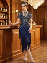 Load image into Gallery viewer, Factory Design Short Sleeve Ruffle Sequin Round Neck Tiered Midi Wedding Guest Dresses