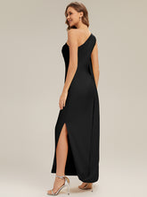 Load image into Gallery viewer, Color=Black | Fast Delivery Sleeveless Asymmetrical Sheath High Stretch Maxi Wedding Guest Dresses-Black 2