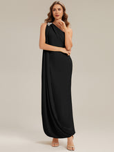 Load image into Gallery viewer, Color=Black | Fast Delivery Sleeveless Asymmetrical Sheath High Stretch Maxi Wedding Guest Dresses-Black 5