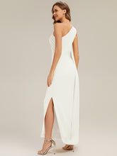 Load image into Gallery viewer, Color=White | Fast Delivery Sleeveless Asymmetrical Sheath High Stretch Maxi Wedding Guest Dresses-White 7