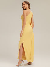 Load image into Gallery viewer, Color=Yellow | Fast Delivery Sleeveless Asymmetrical Sheath High Stretch Maxi Wedding Guest Dresses-Yellow 12