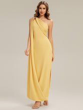Load image into Gallery viewer, Color=Yellow | Fast Delivery Sleeveless Asymmetrical Sheath High Stretch Maxi Wedding Guest Dresses-Yellow 14