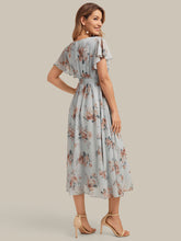Load image into Gallery viewer, Amber Bloom | One Stop Shop Short Sleeve Ruffle V-Neck A-Line Midi Non-Stretch Wedding Guest Dresses-Amber Bloom