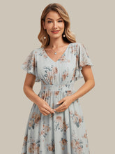 Load image into Gallery viewer, Amber Bloom | One Stop Shop Short Sleeve Ruffle V-Neck A-Line Midi Non-Stretch Wedding Guest Dresses-Amber Bloom