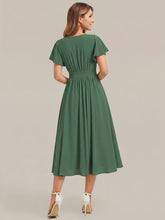 Load image into Gallery viewer, Eucalyptus | One Stop Shop Short Sleeve Ruffle V-Neck A-Line Midi Non-Stretch Wedding Guest Dresses-Eucalyptus