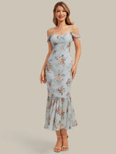 Load image into Gallery viewer, Color=Amber Bloom | Industrial Use Sleeveless Sweetheart Neck Fishtail Pleated Midi Wedding Guest Dress-Amber Bloom 5