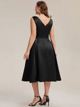 Load image into Gallery viewer, Color=Black | Volume Discounts Strapless Boat Neck Midi Ball-Gown Dress with Pockets | Wedding Guest Dresses-Black 7