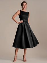 Load image into Gallery viewer, Color=Black | Volume Discounts Strapless Boat Neck Midi Ball-Gown Dress with Pockets | Wedding Guest Dresses-Black 4