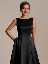 Load image into Gallery viewer, Color=Black | Volume Discounts Strapless Boat Neck Midi Ball-Gown Dress with Pockets | Wedding Guest Dresses-Black 3