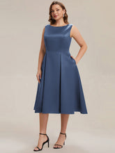 Load image into Gallery viewer, Color=Dusty Blue | Volume Discounts Strapless Boat Neck Midi Ball-Gown Dress with Pockets | Wedding Guest Dresses-Dusty Blue 19