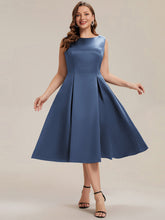 Load image into Gallery viewer, Color=Dusty Blue | Volume Discounts Strapless Boat Neck Midi Ball-Gown Dress with Pockets | Wedding Guest Dresses-Dusty Blue 16