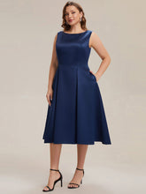 Load image into Gallery viewer, Color=Navy Blue | Volume Discounts Strapless Boat Neck Midi Ball-Gown Dress with Pockets | Wedding Guest Dresses-Navy Blue 29
