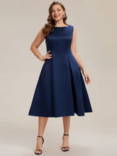 Load image into Gallery viewer, Color=Navy Blue | Volume Discounts Strapless Boat Neck Midi Ball-Gown Dress with Pockets | Wedding Guest Dresses-Navy Blue 30