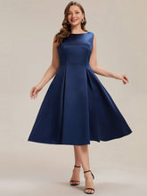 Load image into Gallery viewer, Color=Navy Blue | Volume Discounts Strapless Boat Neck Midi Ball-Gown Dress with Pockets | Wedding Guest Dresses-Navy Blue 26