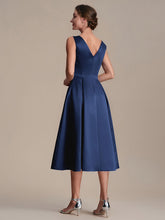 Load image into Gallery viewer, Color=Navy Blue | Volume Discounts Strapless Boat Neck Midi Ball-Gown Dress with Pockets | Wedding Guest Dresses-Navy Blue 22