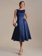 Load image into Gallery viewer, Color=Navy Blue | Volume Discounts Strapless Boat Neck Midi Ball-Gown Dress with Pockets | Wedding Guest Dresses-Navy Blue 21