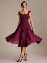 Load image into Gallery viewer, Color=Burgundy | Strapless Square Neck Midi Wedding Guest Dress 4