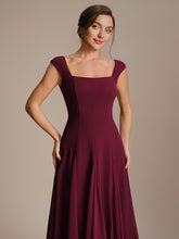 Load image into Gallery viewer, Color=Burgundy | Strapless Square Neck Midi Wedding Guest Dress 5