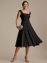 Load image into Gallery viewer, Color=Black | Strapless Square Neck Midi Wedding Guest Dress 4