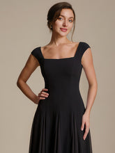 Load image into Gallery viewer, Color=Black | Strapless Square Neck Midi Wedding Guest Dress 5